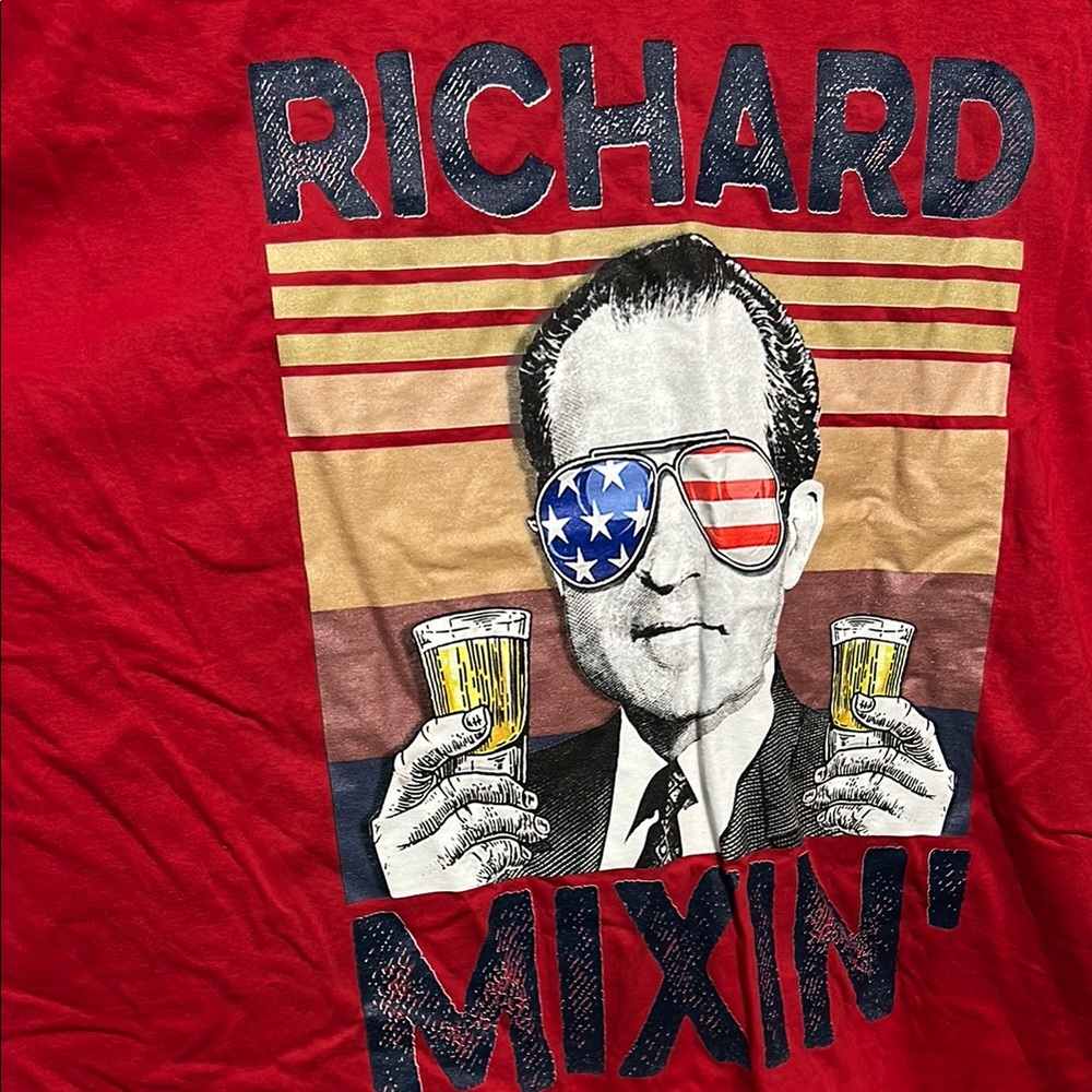 Red Graphic T-Shirt with Patriotic Design
